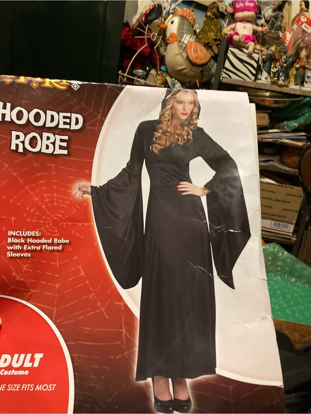 Spirit hooded fitted robe with extra flared sleeves for women